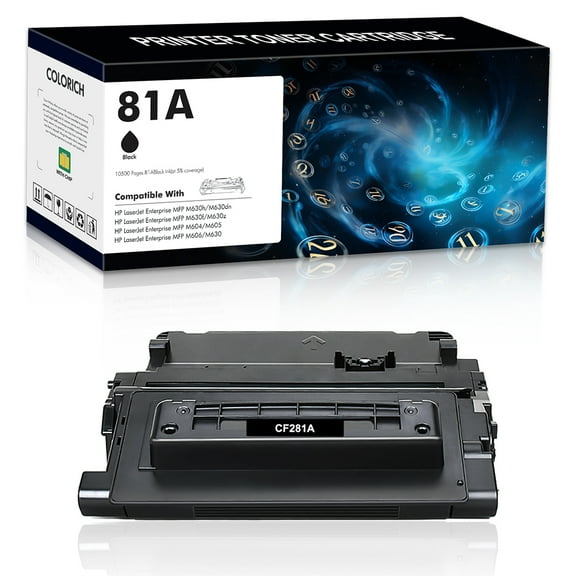 Colorich 1-Pack Compatible for 81A Toner Cartridge HP 81A CF281A 81X CF281X Enterprise MFP M605X M630 M606 M630h M630dn M605 M604 M604N M604DN M605N M605DN Black ink
