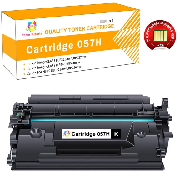 Toner H-Party 1-Pack Compatible Toner Cartridge WHIT CHIP for Canon 057H 057 H CRG-057H For MF445dw Printer Ink (Black)