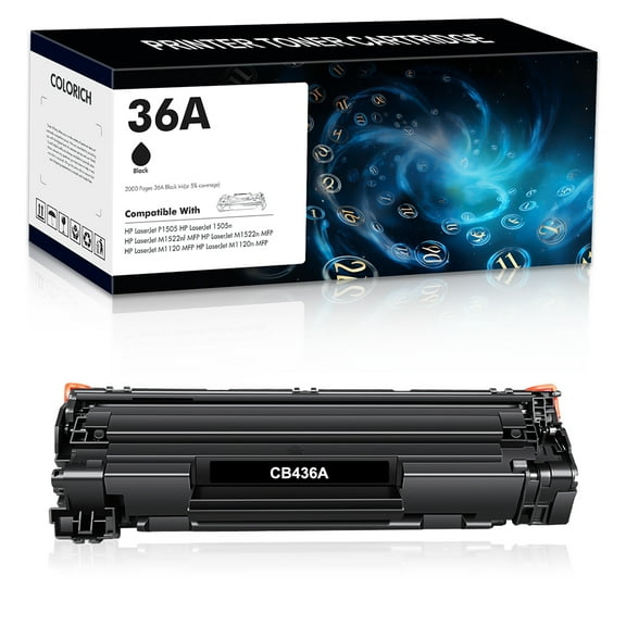 Colorich 1-Pack Compatible Toner Cartridge for HP CB436A 36A LaserJet P1005 P1006 P1505N Pro M1212NF M1120 MFP M1522NF Printer (Black)