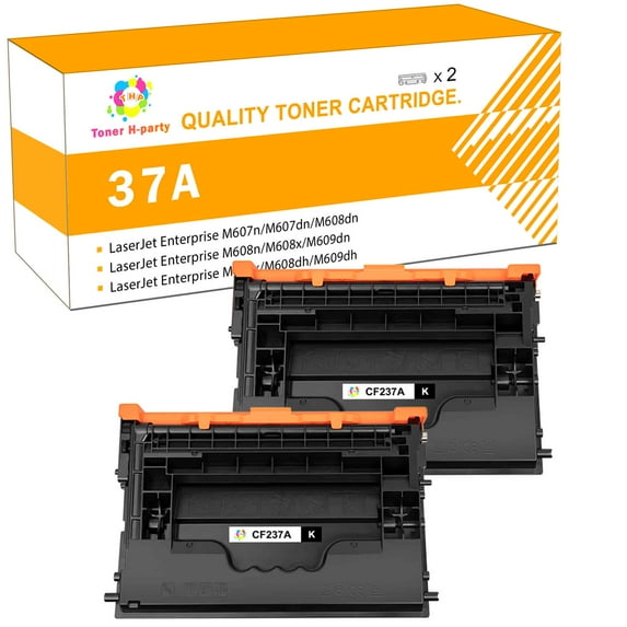 Toner H-Party 2-Pack Compatible 37A 37X Toner Cartridge for HP CF237A CF237X LaserJet Enterprise M607n M607dn M608dn M609dh MFP M632h M632fht M631z M633fh M631dn MFP M631h M632z M633 Black