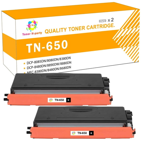 Toner H-Party 2-Pack Compatible Toner Cartridge for Brother TN-650 HL-5340D 5340DRT 5340DL 5350DNLT 5370DW 5380DN, DCP-8085DN 8380DN 8480DN 8890DW 8880DN, MFC-8380DN 8480DN 8680DN 8690DW 8890DW Black
