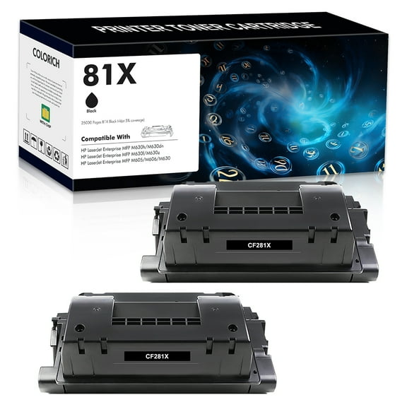 Colorich 2-Pack Compatible High Yield 25000 Pages Toner Cartridge for HP 81X CF281X 81A CF281A Enterprise MFP M606n M630 M630h M605 M605n M605dn M605x M606 M630dn M630z M632 Black