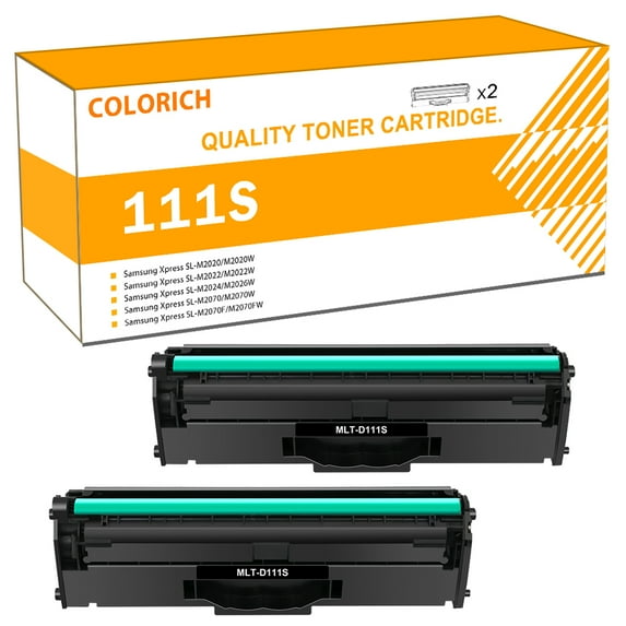 Colorich 2-Pack Compatible Toner Cartridge Replacment for Samsung MLT-D111S Xpress M2020W M2070FW M2070W Laser Printer (Black)