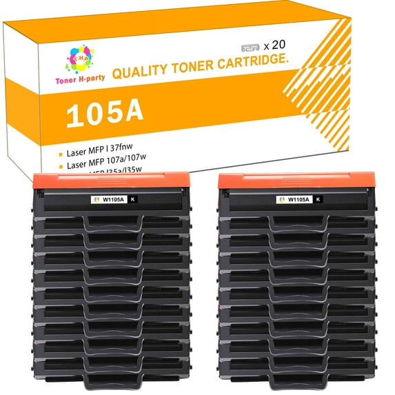 Toner H-Party 20-Pack Compatible Toner Cartridge Replacement for HP W1105A for Use with Laser MFP 107a 107w, l35a l35w, 137fnw Laser Printer Ink Black