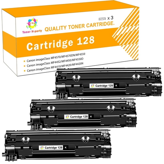Toner H-Party 3-Pack Compatible for 128 Canon Black High Yield Toner Cartridge Replacment for Canon CRG 128 78A CE278A imageCLASS MF4550 MF4570DN MF4770N D530 D550 FAXFHONE L100 L190 Printer (Black)