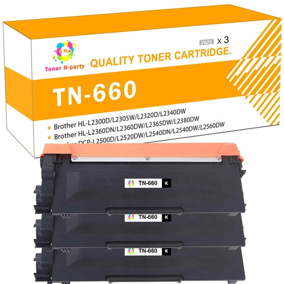 Toner H-Party 3-Pack Compatible Toner Cartridge for Brother TN-660 TN-660 TN 660 630 TN-630 HL-L2300D HL-L2380DW HL-L2320D MFC-L2700DW HL-L2340DW L2540DW Printer Ink Black