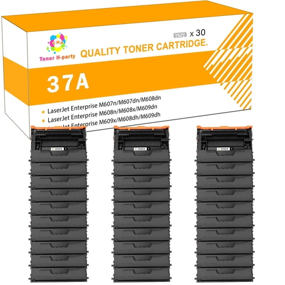 Toner H-Party 30-Pack Compatible Toner Cartridge for HP 37A CF237A LaserJet Enterprise M607n M607dn M608dn M608x M609dn M609dh M632h M632fht M631z M631dn MFP M631h M632z M633z Black