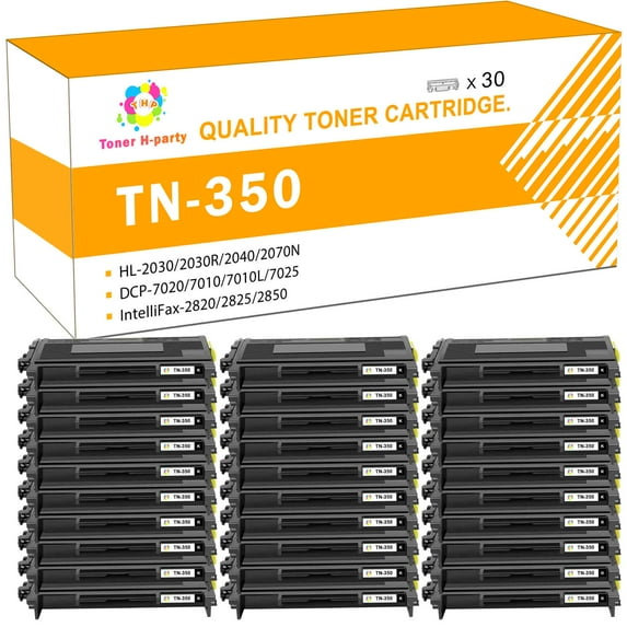 Toner H-Party 30-Pack Compatible Toner Cartridge Replacement for Brother TN-350 HL-2030 2030R 2040 2070N 2070NR 2045 2075N, DCP-7020 7010L 7025, MFC-7220 7225N 7420 7820 7820N Printer Ink Black