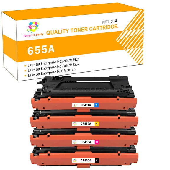 Toner H-Party 4-Pack Compatible Toner Cartridge for HP CF450A CF451A CF453A CF452A M652dn M653dn M653dh M653x Flow MFP M681f Flow MFP M681z Flow MFP M682z Black, Cyan, Magenta, Yellow
