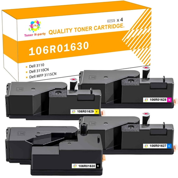 Toner H-Party 4-Pack Compatible Toner Cartridge Replacement for Xerox 106R01630 106R01627 106R01628 106R01629 Phaser 6000 6010 6010N, WorkCentre 6015V Black, Cyan, Magenta, Yellow