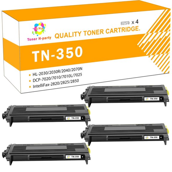 Toner H-Party 4-Pack Toner Cartridge Compatible for Brother TN350 TN-350 HL-2030 2040 2070NR 2045 2075N, DCP-7020 7010L, MFC-7220 7225N 7420 7820N Printer Ink Black