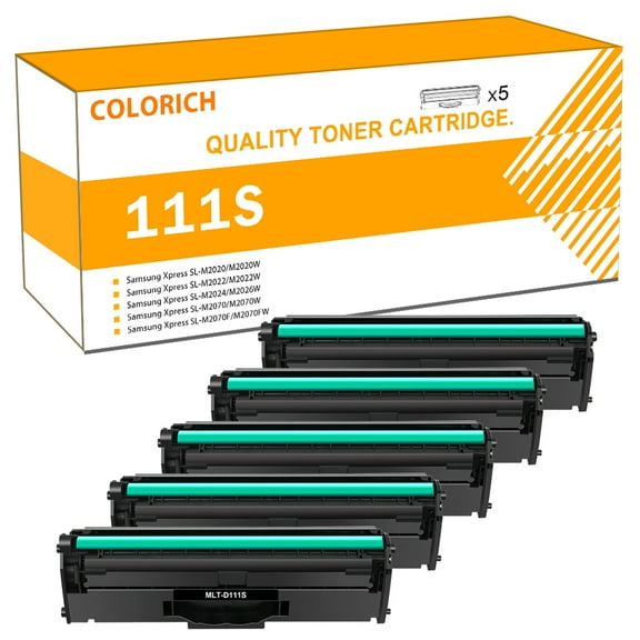 Colorich 5-Pack Compatible Toner Cartridge Replacment for Samsung MLT-D111S Xpress M2020W M2070FW M2070W Laser Printer (Black)
