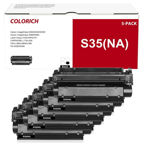 Colorich 5-Pack Compatible Toner Cartridge for Canon S35(NA) ImageClass D300 D320 D340 D360 MF3240 PC-D320 D340 5x Black