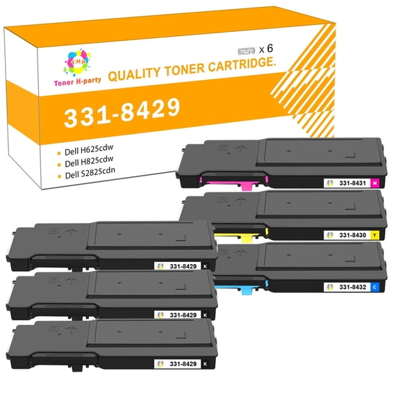 Colorich 6-Pack Compatible Toner Cartridge for Dell 331-8429 331-8430 331-8431 331-8432 Color Laser C3760dn C3760n C3760dnf C3765dnf MFP Printer Ink (3x Black Cyan Magenta Yellow)