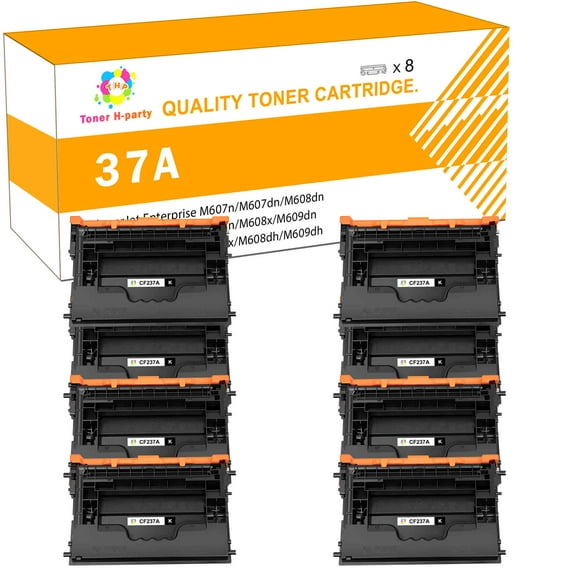 Toner H-Party 8-Pack Compatible 37A 37X Toner Cartridge for HP CF237A CF237X LaserJet Enterprise MFP M632h M632fht M631z M633fh M631dn, Flow MFP M631h M632z M633 Black