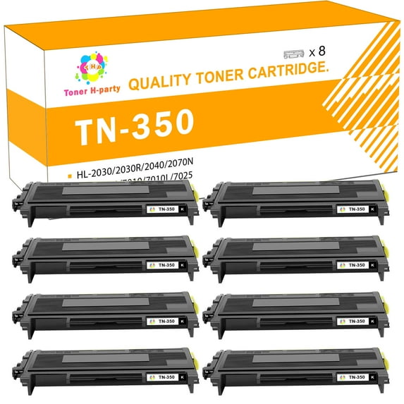 Toner H-Party 8-Pack Compatible Toner Cartridge for Brother TN-350 HL-2030 2030R 2040 2070N 2070NR 2045 2075N, DCP-7020 7010L 7025, MFC-7220 7225N 7420 7820 7820N Printer Ink Black