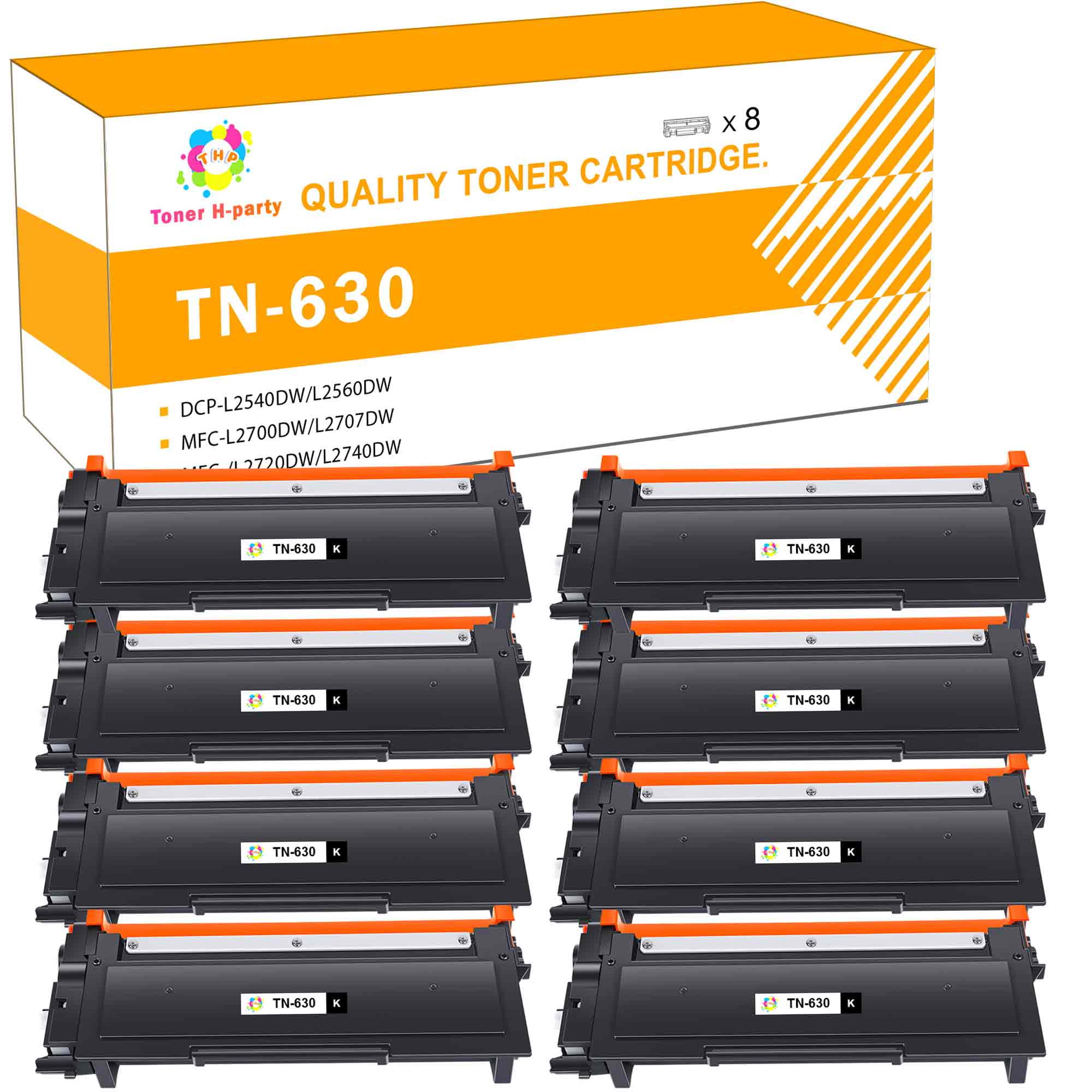 Toner H-Party 8-Pack Compatible Toner Cartridge for Brother TN-630 for ...