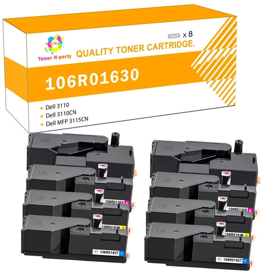 Toner H-Party 8-Pack Compatible Toner Cartridge for Xerox 106R01627 106R01628 106R01629 106R01630 for Phaser 6000 6010 6010N, WorkCentre 6015V Printer Ink 2x Black, 2x Cyan, 2x Magenta, 2x Yellow