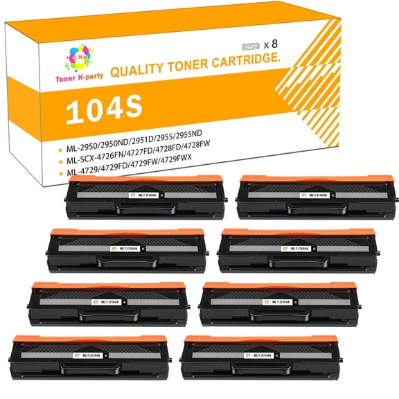 Toner H-Party 8-Pack Toner Cartridge Compatible for Samsung 104 104S MLT-D104S ML-1660 ML-1661 ML-1667 ML-1665 ML-1675 ML-1666 Printer Ink 8x Black