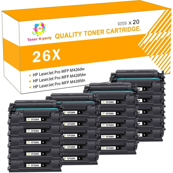 Toner H-Party 9000 Pages High Yield CF226X 26x toner Compatible Toner Cartridge for HP LaserJet Pro MFP M426dw M426fdn M402n M402d Printer (Black,20 Pack,Jumbo)
