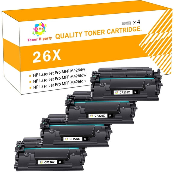 Toner H-Party 9000 Pages High Yield CF226X 26x toner Compatible Toner Cartridge for HP LaserJet Pro MFP M426dw M426fdn M402n M402d Printer (Black,4 Pack,Jumbo)