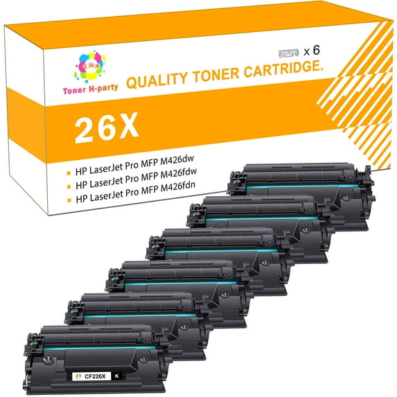 Toner H-Party 9000 Pages High Yield CF226X 26x toner Compatible Toner Cartridge for HP LaserJet Pro MFP M426dw M426fdn M402n M402d Printer (Black,6 Pack,Jumbo)