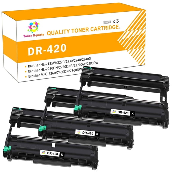 Toner H-Party Black DR 420 DR420 Compatible Drum Unit With Brother HL-2135W 2270DW 2280DW DCP-7060 7065DN (3*12000 Pages,NO Toner)