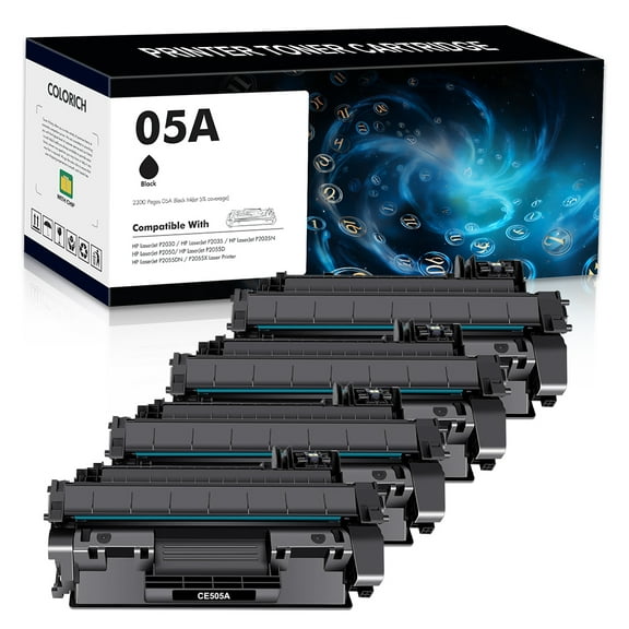 Colorich Compatible for 05A CE505A P2035 Toner Cartridge Replacement for HP 05A CE505A P2035N Toner Cartridge for HP 2035 2035N P2055DN 2055DN P2030 P2050 P2055X P2055D Ink Printer (Black 4-Pack)