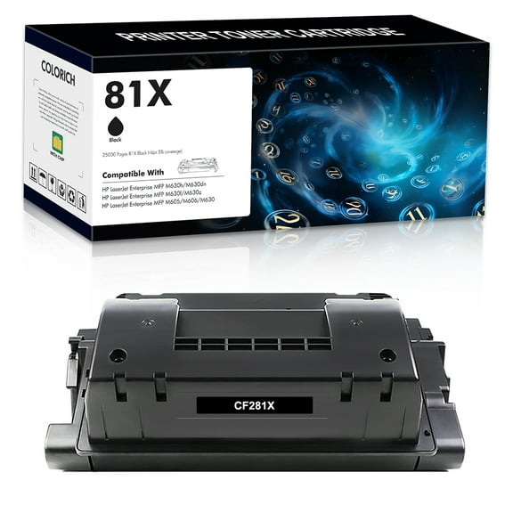 Colorich Compatible 25000 Pages High Yield Toner Cartridge for HP 81X CF281X CF281A 81A Enterprise MFP M605 M606 M630 Toner M606n M630 M630dn M630z M632 M605n M605dn M606 (Black, 1 Pack)