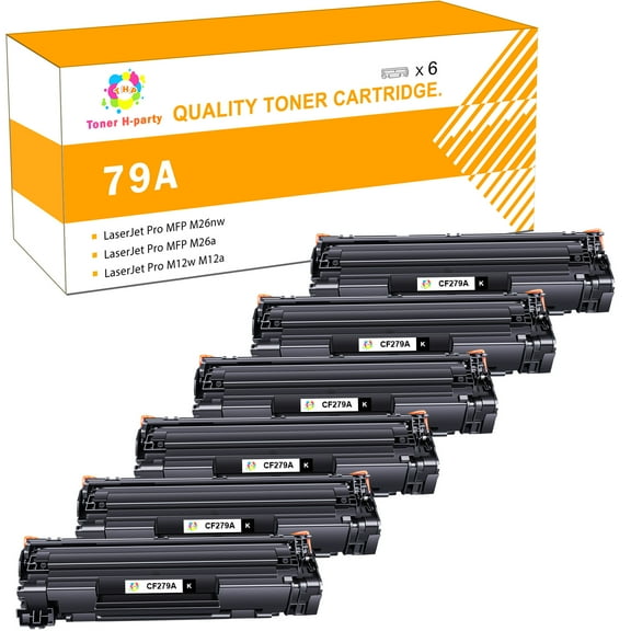 Toner H-Party Compatible 79A Toner Cartridge Replacement for HP CF279A Used for HP LaserJet Pro MFP M26nw M26a M12w M12a Printer Ink (Black 6-Pack)