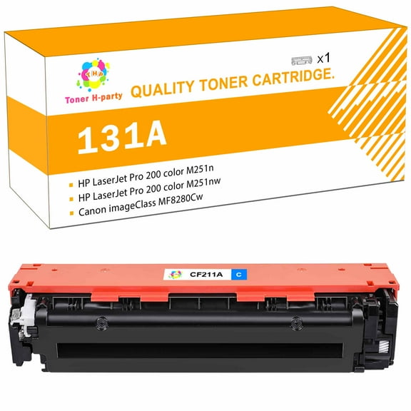 Toner H-Party Compatible CF211A Toner Cartridge for HP 131A 131X Laserjet Pro 200 Color M251nw M251n MFP M276nw M276n CF210X CF211A CF212A CF213A Printer Ink (Cyan, 1-Pack)