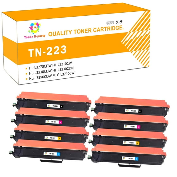 Toner H-Party Compatible Toner Cartridge for Brother TN-223BK TN-223C TN-223M TN-223Y HL-L3270CDW L3210CW L3230CDW L3230CDN L3290CDW, MFC-L3710CW MFC-L3750CDW MFC-L3770CDW (2BK, 2C, 2M, 2Y,8-Pack)