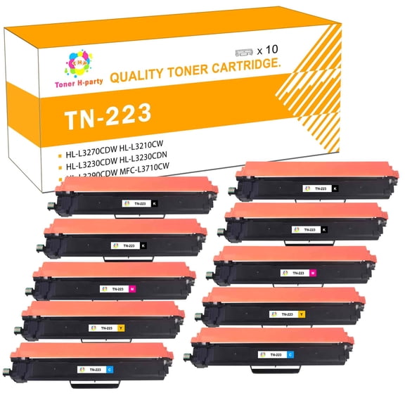 Toner H-Party Compatible Toner Cartridge for Brother TN-223BK TN-223C TN-223M TN-223Y HL-L3270CDW L3210CW L3230CDW L3290CDW, MFC-L3710CW MFC-L3750CDW MFC-L3770CDW (4BK, 2C, 2M, 2Y,10-Pack)