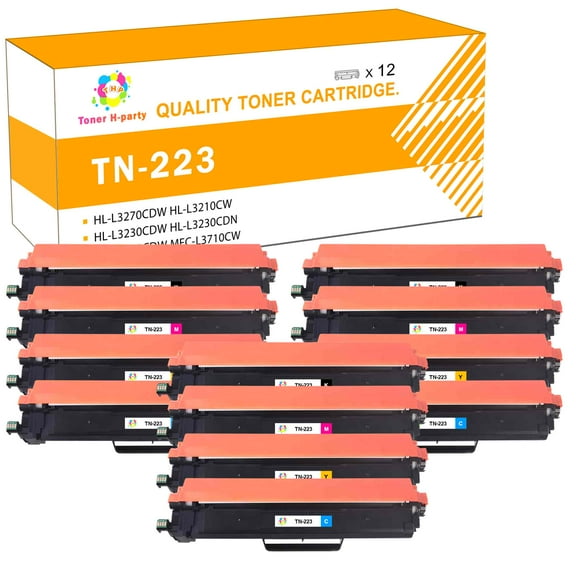 Toner H-Party Compatible Toner Cartridge for Brother TN-223BK TN-223C TN-223M TN-223Y HL-L3270CDW L3210CW L3230CDW L3290CDW, MFC-L3710CW MFC-L3750CDW MFC-L3770CDW (3BK, 3C , 3M, 3Y,12-Pack)