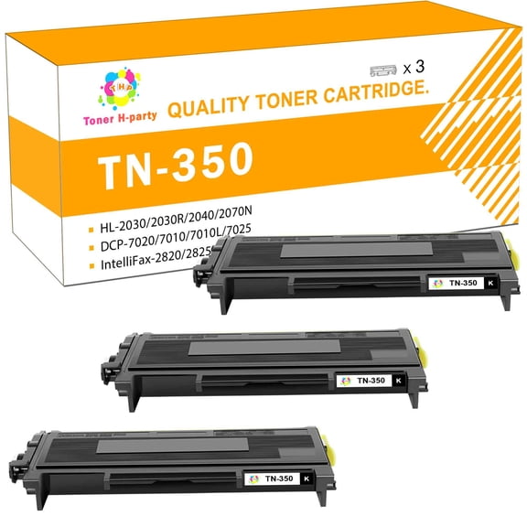 Toner H-Party Compatible Toner Cartridge for Brother TN-350 HL-2030R 2040 2070N 2070NR 2045 2075N, DCP-7020 7010L 7025, IntelliFax-2820 2825 2850 2910 2920, MFC-7220 7225N 7420 7820N (Black,3-Pack)