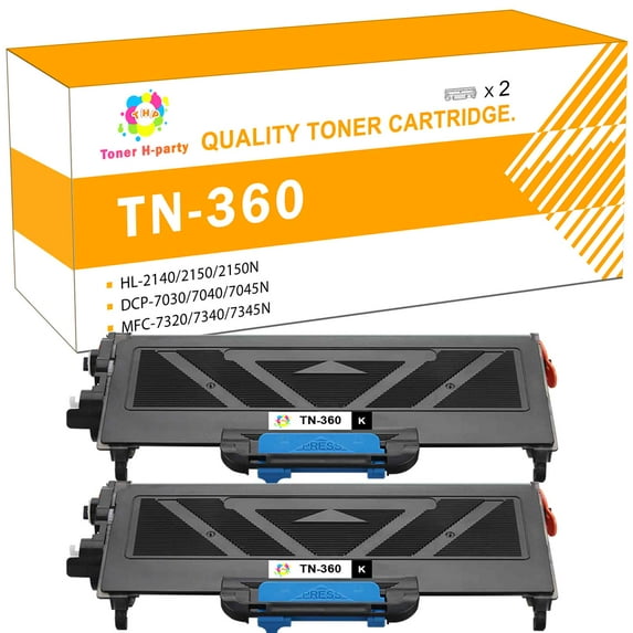 Toner H-Party Compatible Toner Cartridge for Brother TN-360 for Use with HL-2140 2150 2150N 2170 2170W, DCP-7030 7040 7045N, MFC-7320 7340 7345N 7345DN 7440N 7450 7840W (Black,2-Pack)