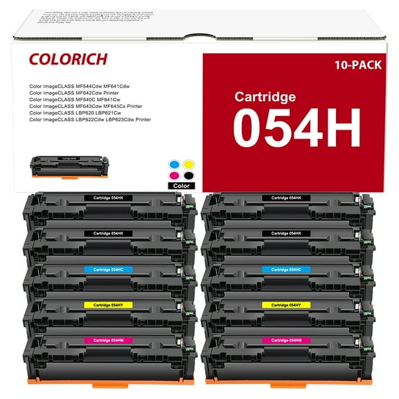 Colorich Compatible Toner Cartridge for Canon 054H CRG 054 to use with ImageClass LBP622Cdw MF644Cdw MF642Cdw MF640C LBP620 Toner Printer Ink (4*Black,2*Cyan,2*Magenta,2*Yellow)