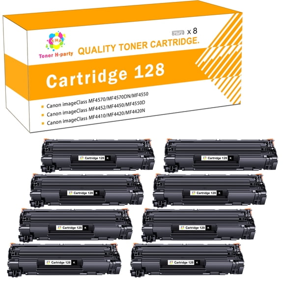 Toner H-Party Compatible Toner Cartridge for Canon 128 CRG-128 imageCLASS MF4550 MF4570DN MF4770N D530 D550 FAXFHONE L100 L190 LBP6230d Printer (Black,8-Pack )