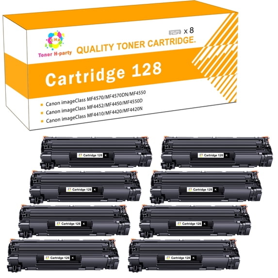 Toner H-Party Compatible Toner Cartridge for Canon 128 CRG-128 imageCLASS MF4550 MF4570DN MF4770N D530 D550 FAXFHONE L100 L190 LBP6230d Printer (Black,8-Pack )