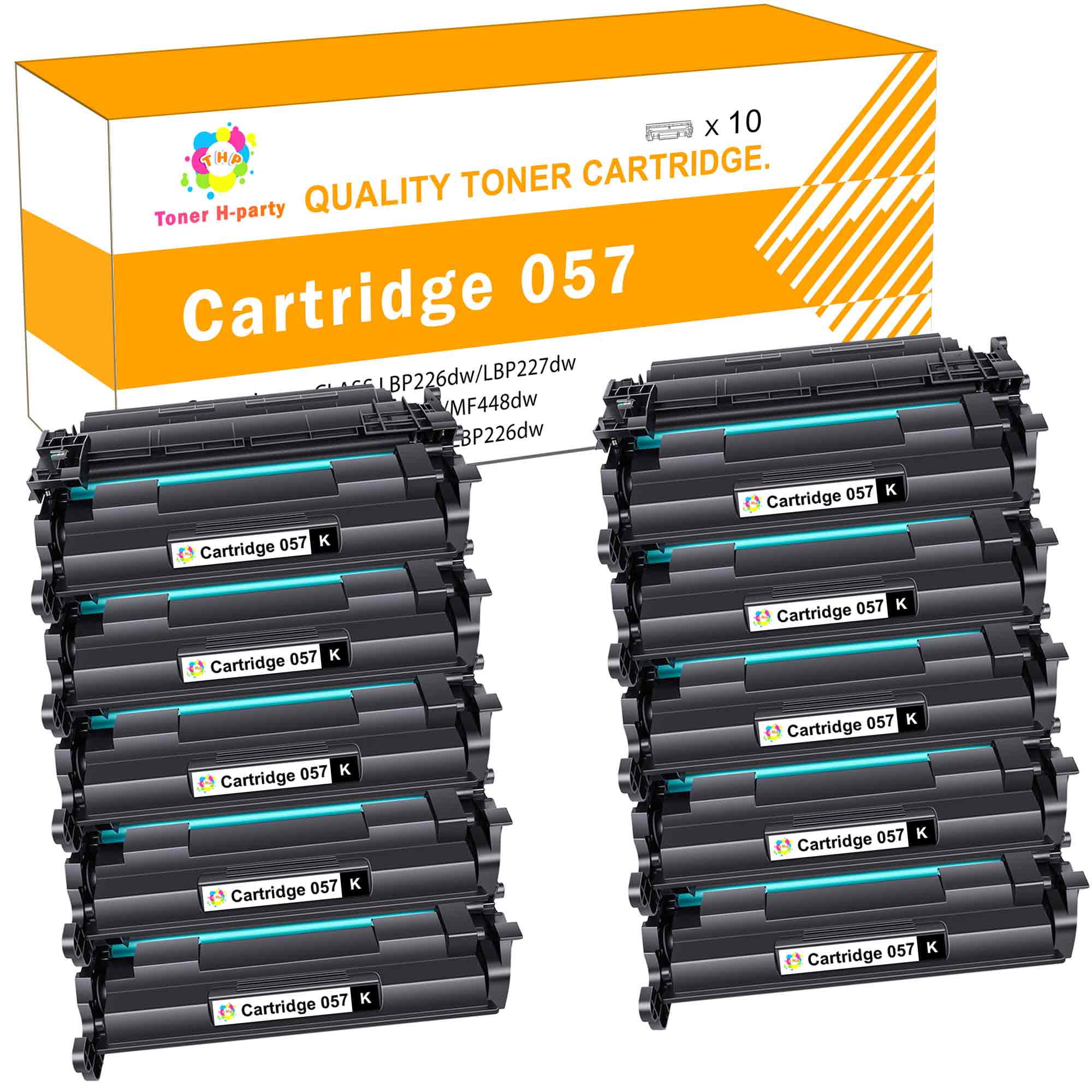 Toner H-Party Compatible Toner Cartridge with Chip for Canon 057 CRG-057  3009C001 ImageCLASS MF445dw MF448dw MF449dw LBP226dw LBP227dw Laser Printer  (Black, 10-Pack) 