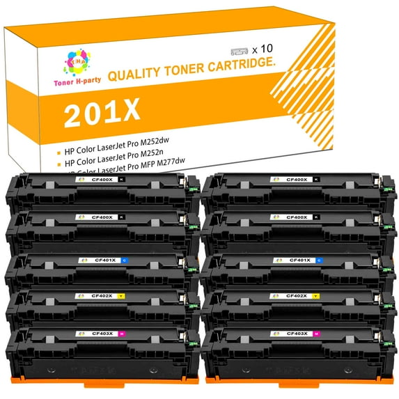 Toner H-Party Compatible Toner Cartridge for HP 201X CF400X Use with Color Laserjet Pro MFP M277dw M252dw M277c6 Printer (4*Black 2*Cyan 2*Yellow 2*Magenta, 10-Pack)