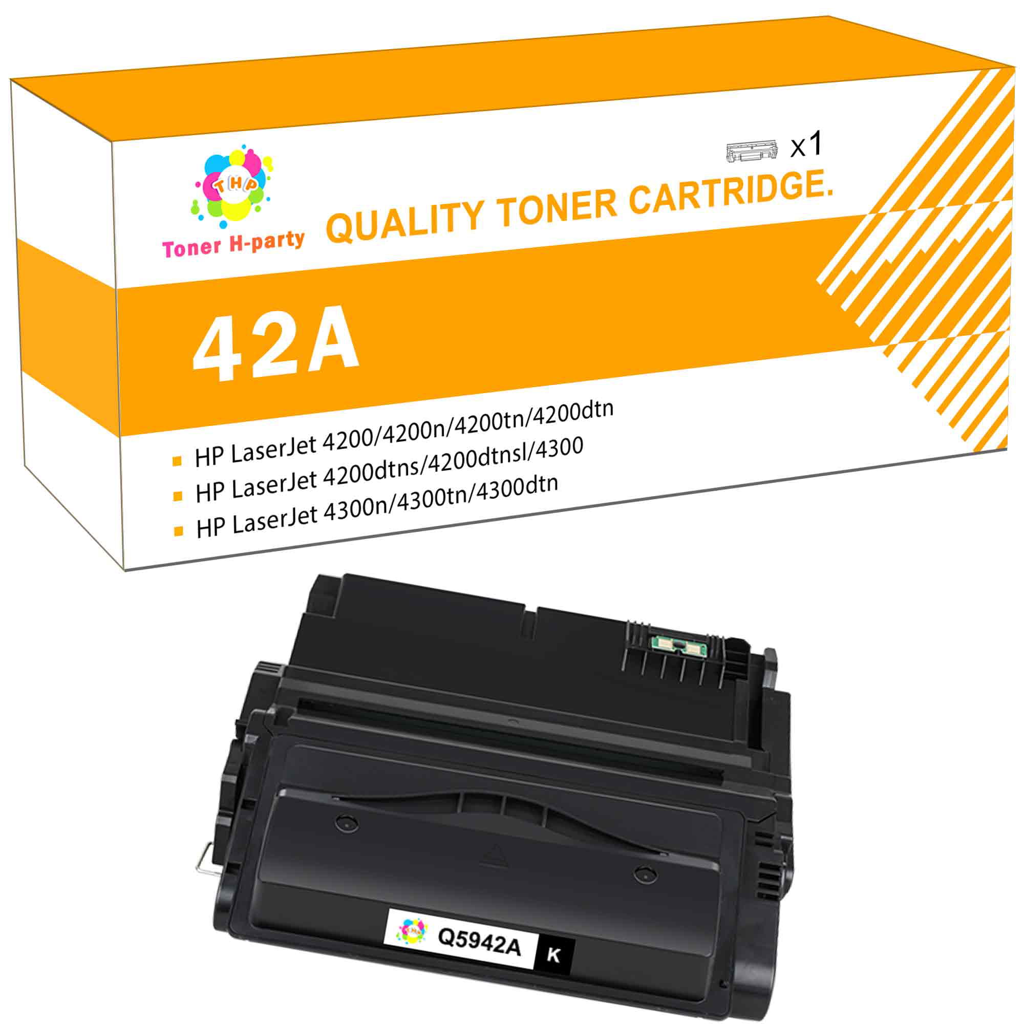 Toner H-Party Compatible Toner Cartridge for HP 42A Q5942A 42X Q5942X  Q1338A for HP Laserjet 4250 4200 4350 4300 4250N 4240 HP 4350N 4250TN  4250DTN 4350DTN 4350TN Printer Ink (Black, 1-Pack) 