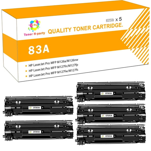 Toner H-Party Compatible Toner Cartridge for HP 83A CF283A 83X CF283X for Pro M201dw M201n M201 M125 M125nw M127fn M127fw M225dn M225dw Printer (5 Black, High-Yield)