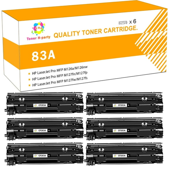 Toner H-Party Compatible Toner Cartridge for HP 83A CF283A 83X CF283X for Pro M201dw M201n M201 M125 M125nw M127fn M127fw M225dn M225dw Printer (6 Black, High-Yield)