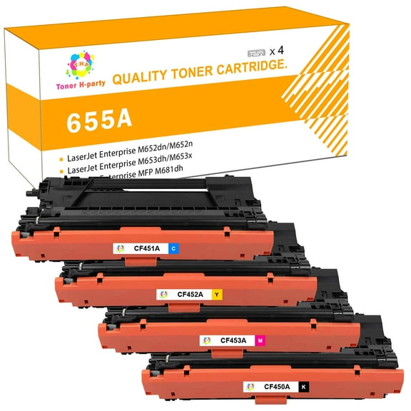 Toner H-Party Compatible Toner Cartridge for HP CF450A CF451A CF453A CF452A Color LaserJet Enterprise M652dn M652n M653dn M653dh, MFP M681dh M681f, Flow MFP M681f M681z M682z (BK, C, M, Y, 4-Pack)