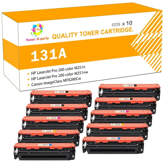 Toner H-Party Compatible Toner Cartridge for HP Laserjet 131A Pro 200 Color M251nw M251n MFP M276nw M276n CF210A CF211A CF212A CF213A Printer Ink (4*Black,2*Cyan,2*Magenta,2*Yellow)