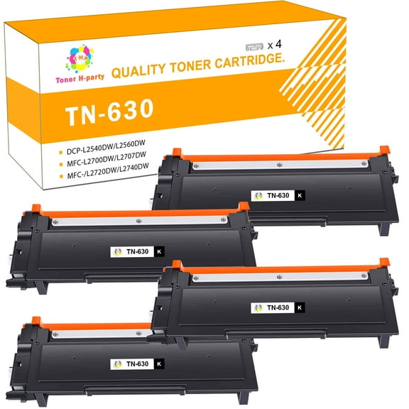 Toner H-Party Compatible Toner Cartridge Replacement for Brother TN-630 for Use with Brother HL-L2300D L2305W L2320D, DCP-L2500D L2520DW L2540DN,MFC-L2700DW L2700DWR L2700DN (Black,4-Pack)
