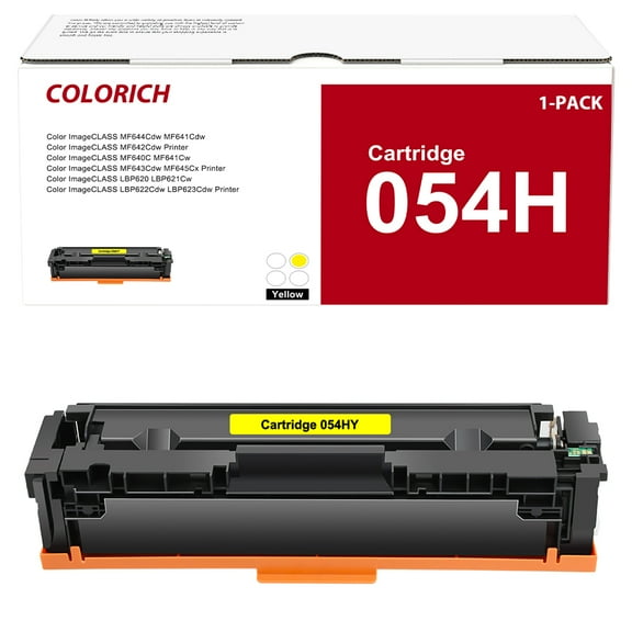 Colorich Compatible Toner Cartridge Replacement for Canon 054H CRG 054 to use with ImageClass LBP622Cdw MF644Cdw MF642Cdw MF640C LBP620 Toner Printer Ink (Yellow)