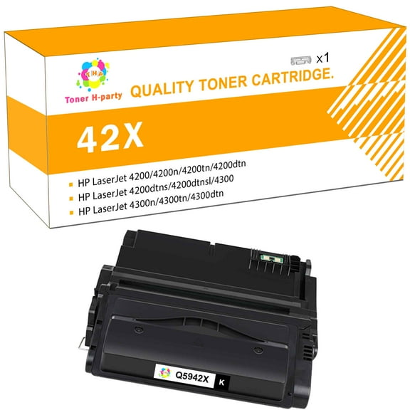 Toner H-Party Compatible Toner Cartridge Replacement for HP 42X Q5942X Q5942 Q1338A HP 4200tn 4200dtns 4300dtnsl 4250n 4250tn 4250dtnsl 4350tn 4350mfp Ink Printer (Black, 1-Pack)
