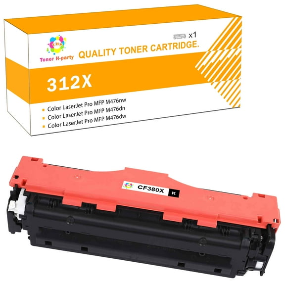 Toner H-Party Compatible Toner Cartridge Replacement for HP CF380X for Use with Color LaserJet Pro MFP M476nw M476dn M476dw High Yield Printer Ink (Black,1-Pack)